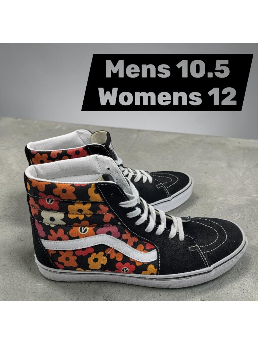 Vans Men's Sk8-Hi Flower High Top Canvas Suede Shoes Mens Size 10.5 /Womens 12